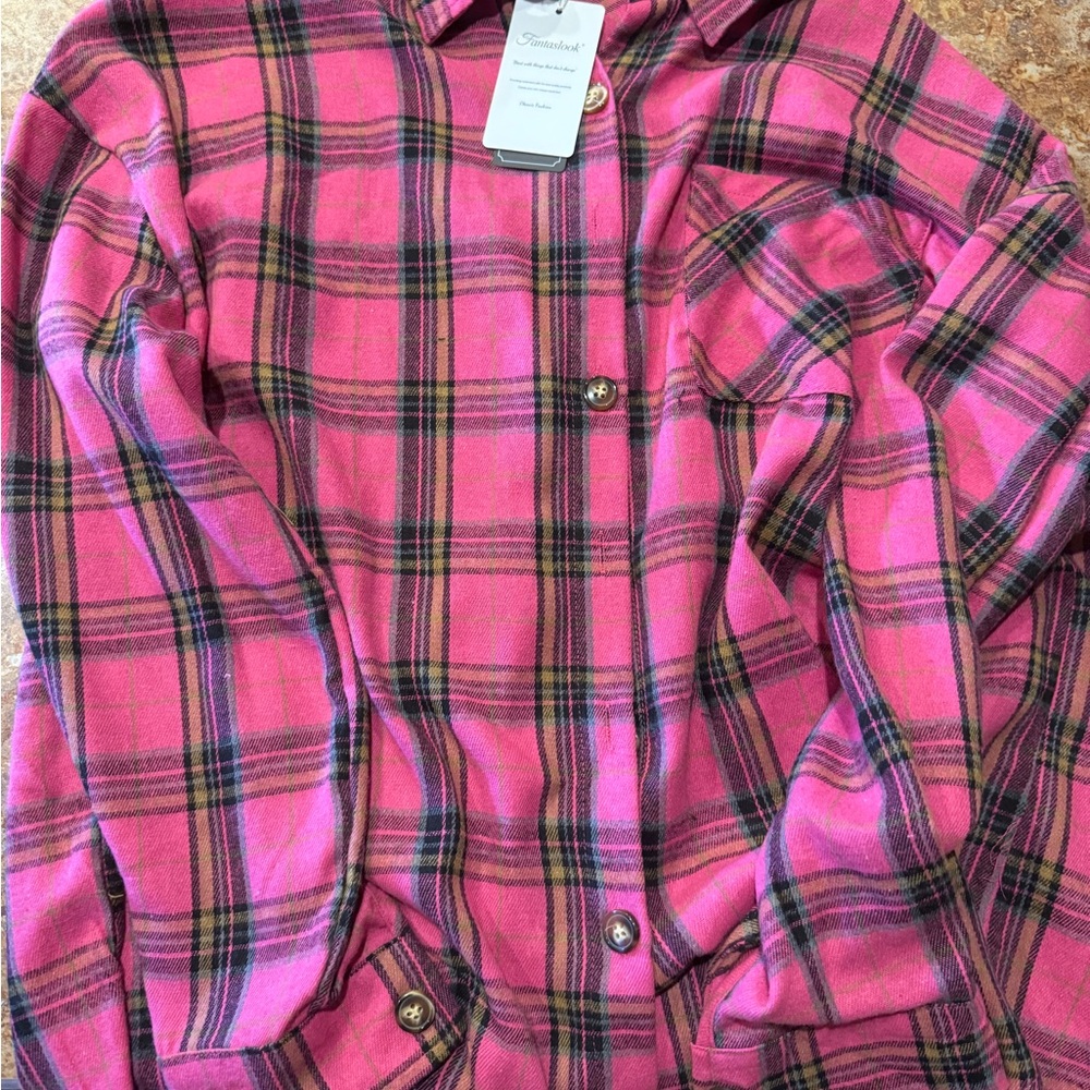 Pink Plaid Button-Up Shirt